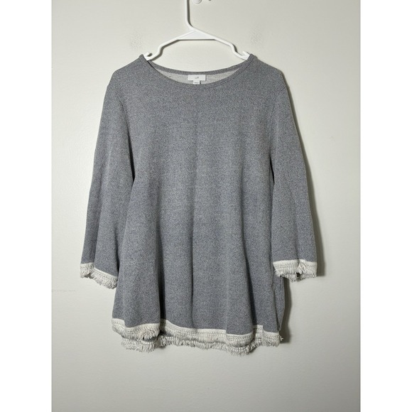 J. Jill Sweaters - J. Jill Fringe Edge Gray Sweater Pullover Cotton Blend Sz XL Closet, Staple